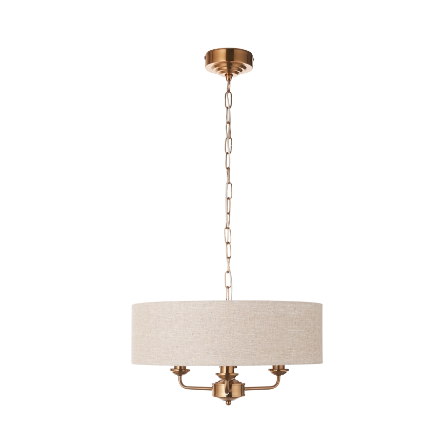 Endon 110723 - Hängeleuchte an Kette HIGHCLERE 3xE14/40W/230V beige/Messing