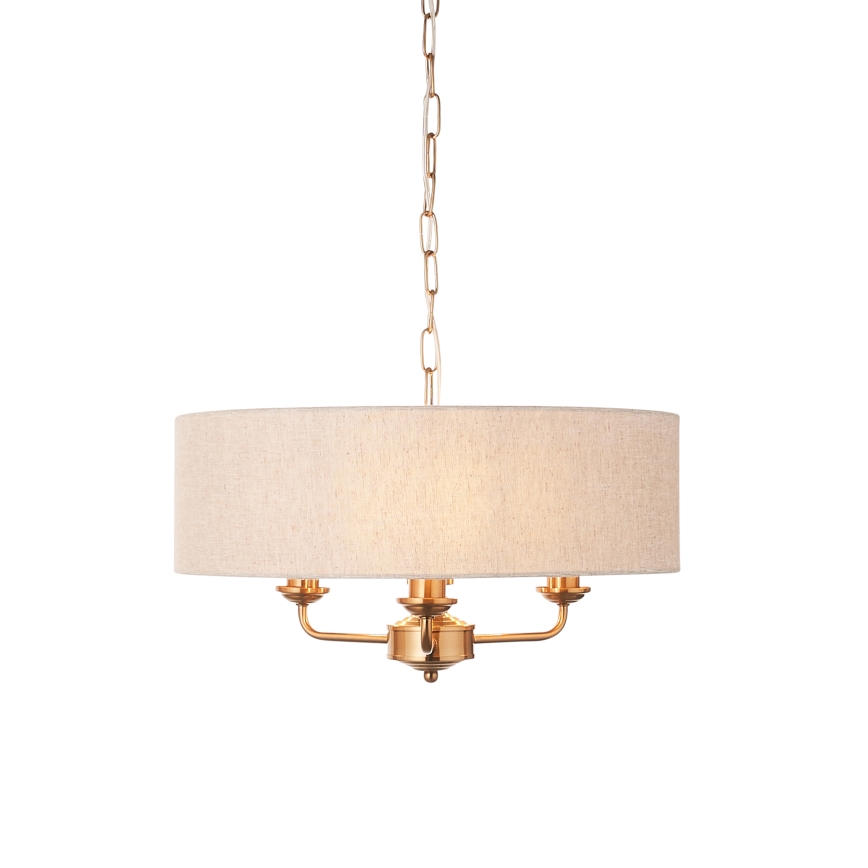 Endon 110723 - Hängeleuchte an Kette HIGHCLERE 3xE14/40W/230V beige/Messing