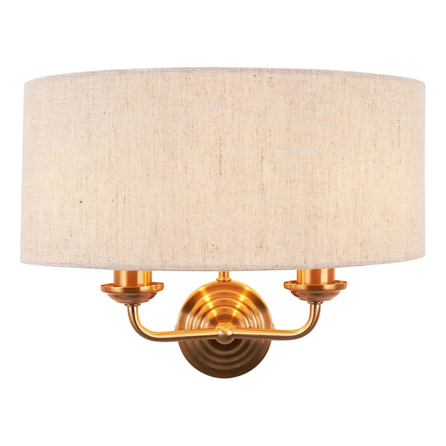 Endon 110726 - Wandleuchte HIGHCLERE 2xE14/40W/230V beige/Messing
