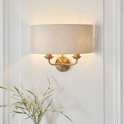 Endon 110726 - Wandleuchte HIGHCLERE 2xE14/40W/230V beige/Messing