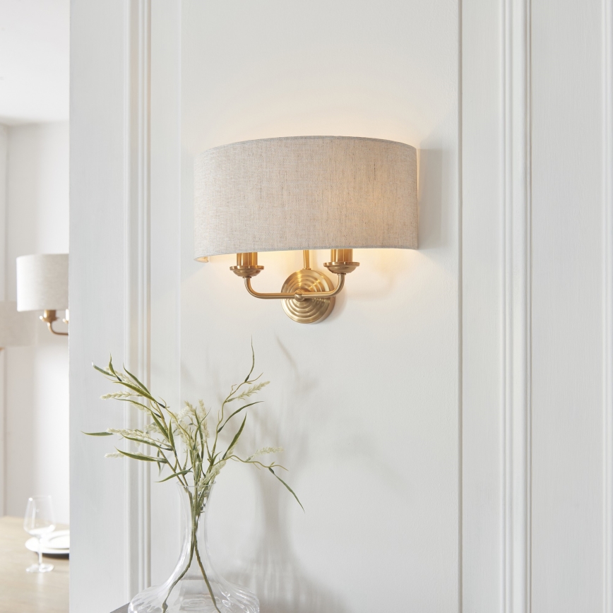Endon 110726 - Wandleuchte HIGHCLERE 2xE14/40W/230V beige/Messing
