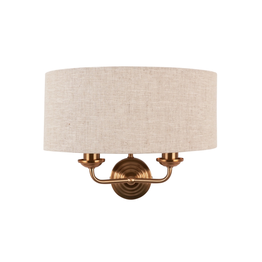 Endon 110726 - Wandleuchte HIGHCLERE 2xE14/40W/230V beige/Messing