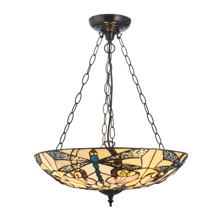 Endon 111869 - Tiffany-Kronleuchter ASHTON an Kette, 3x E27/10W/230V, Ø 45 cm