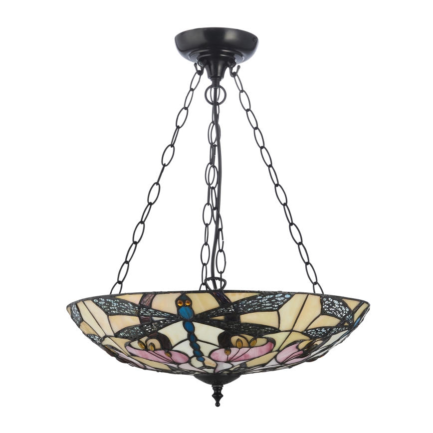 Endon 111869 - Tiffany-Kronleuchter ASHTON an Kette, 3x E27/10W/230V, Ø 45 cm