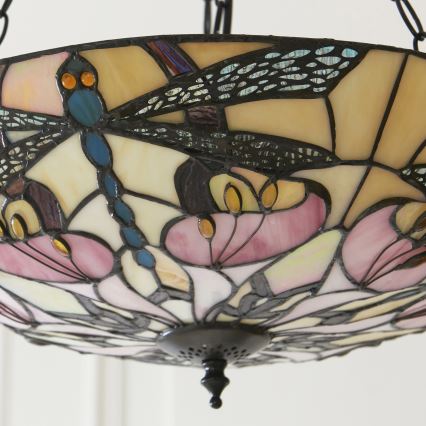 Endon 111869 - Tiffany-Kronleuchter ASHTON an Kette, 3x E27/10W/230V, Ø 45 cm