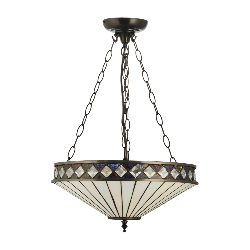 Endon 111870 - Tiffany FARGO Kronleuchter mit Kette, 3xE27/10W/230V, Ø 41,5 cm