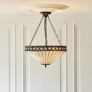 Endon 111871 - Tiffany-Kronleuchter FARGO an Kette, 3xE27/10W/230V, Ø 50 cm