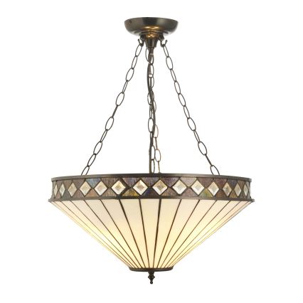 Endon 111871 - Tiffany-Kronleuchter FARGO an Kette, 3xE27/10W/230V, Ø 50 cm