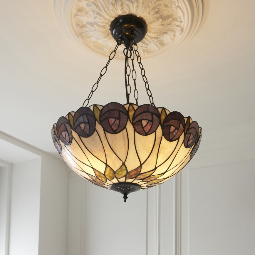 Endon 111872 - Kronleuchter mit Kette Tiffany HUTCHINSON 3xE27/60W/230V Ø 50 cm