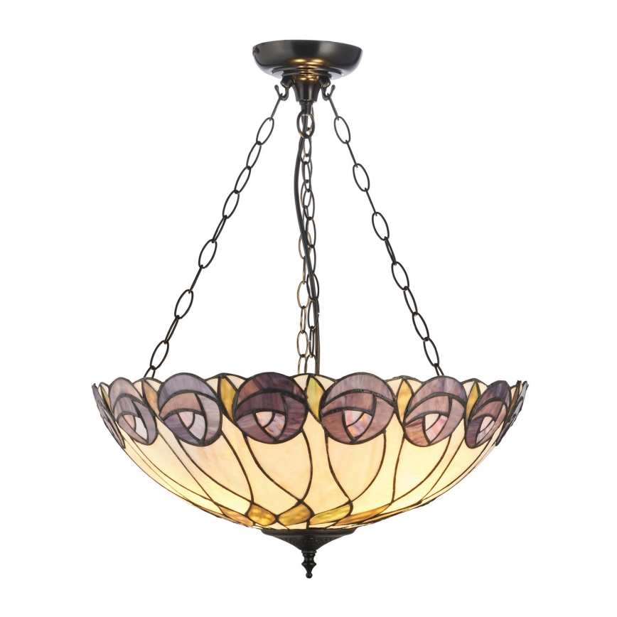 Endon 111872 - Kronleuchter mit Kette Tiffany HUTCHINSON 3xE27/60W/230V Ø 50 cm