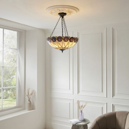 Endon 111872 - Kronleuchter mit Kette Tiffany HUTCHINSON 3xE27/60W/230V Ø 50 cm