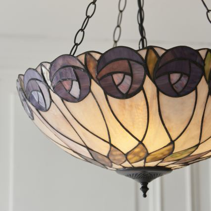 Endon 111872 - Kronleuchter mit Kette Tiffany HUTCHINSON 3xE27/60W/230V Ø 50 cm