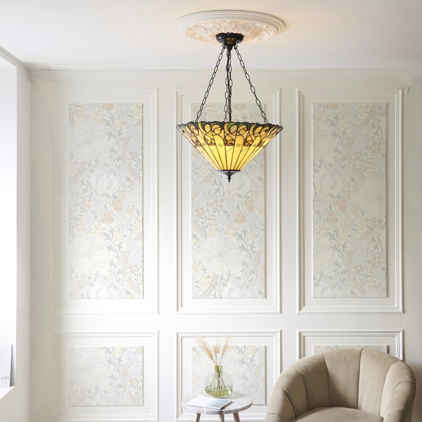 Endon 111881 - Tiffany-Hängeleuchte JAMELIA an Kette, 3xE27/10W/230V, Ø 50 cm
