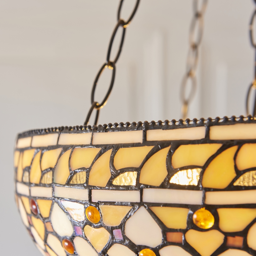 Endon 111882 - Tiffany MILLE FEUX Kronleuchter mit Kette 3xE27/10W/230V, Ø 45 cm