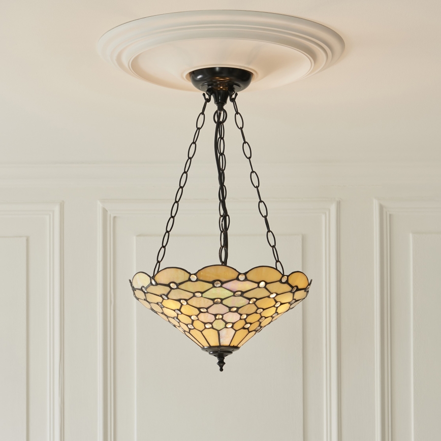 Endon 111884 - Kronleuchter mit Kette Tiffany PEARL 3xE27/10W/230V Ø 37 cm