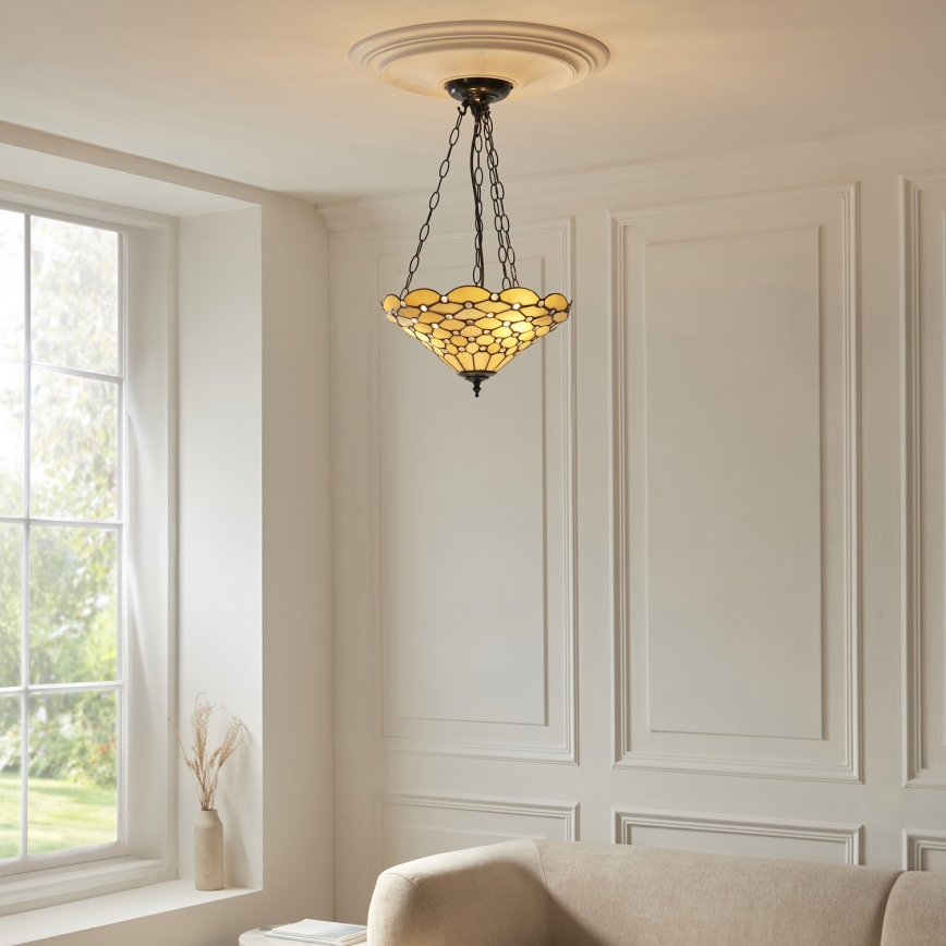 Endon 111884 - Kronleuchter mit Kette Tiffany PEARL 3xE27/10W/230V Ø 37 cm