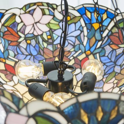 Endon 111887 - Tiffany-Kronleuchter SULLIVAN, mit Kette, 3xE27/10W/230V, Ø 57 cm
