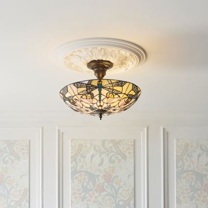 Endon 111892 - Aufgesetzte Tiffany-Deckenleuchte ASHTON 3xE27/10W/230V Ø 45 cm