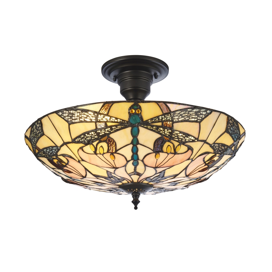 Endon 111892 - Aufgesetzte Tiffany-Deckenleuchte ASHTON 3xE27/10W/230V Ø 45 cm