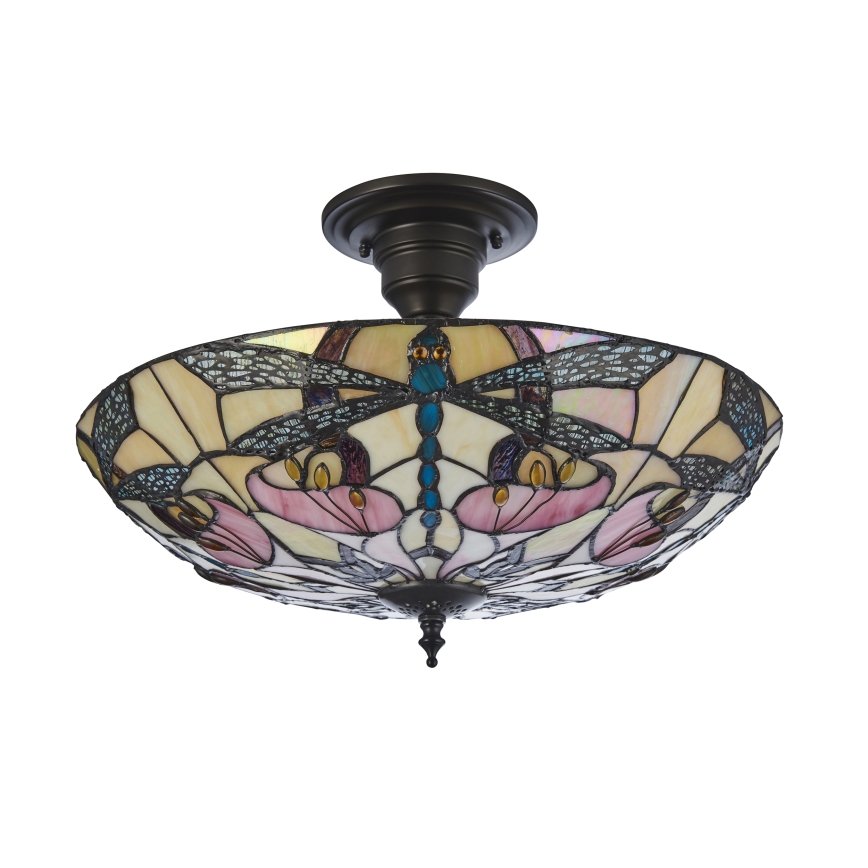 Endon 111892 - Aufgesetzte Tiffany-Deckenleuchte ASHTON 3xE27/10W/230V Ø 45 cm