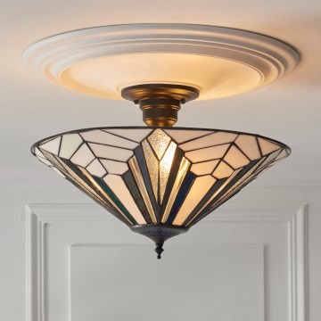 Endon 111895 - Aufgesetzte Tiffany-Deckenleuchte ASTORIA, 3xE27/10W/230V, Ø 48 cm