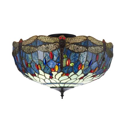 Endon 111899 - Deckenleuchte Tiffany DRAGONFLY 3xE27/10W/230V Ø 50 cm
