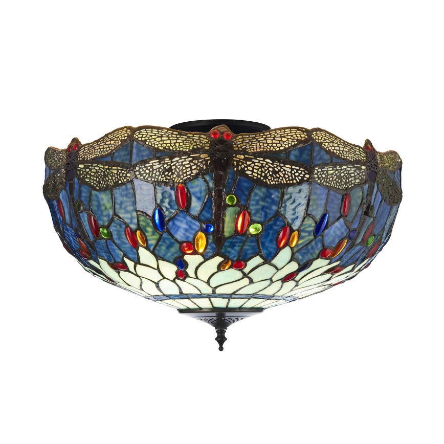 Endon 111899 - Deckenleuchte Tiffany DRAGONFLY 3xE27/10W/230V Ø 50 cm