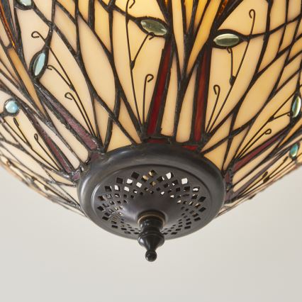 Endon 111905 - Aufgesetzte Tiffany-Deckenleuchte HECTOR 3xE27/10W/230V Ø 40 cm