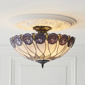 Endon 111906 - Aufgesetzte Deckenleuchte im Tiffany-Stil HUTCHINSON 3xE27/10W/230V, Ø 50 cm