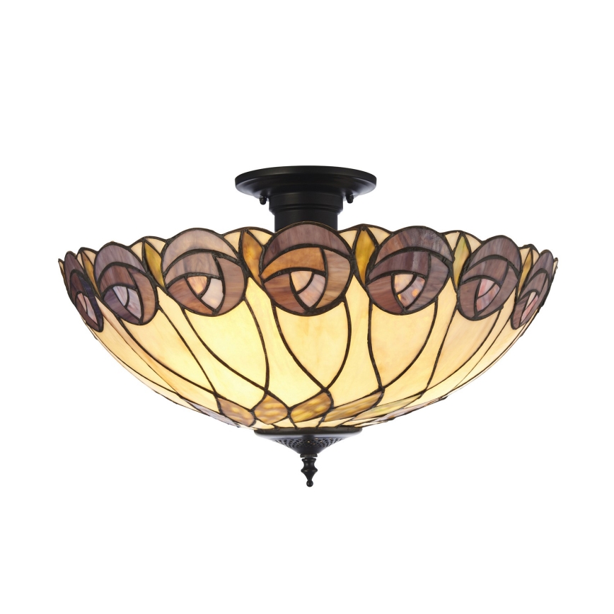 Endon 111906 - Aufgesetzte Deckenleuchte im Tiffany-Stil HUTCHINSON 3xE27/10W/230V, Ø 50 cm