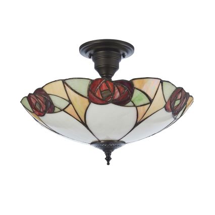 Endon 111907 - Aufgesetzte Tiffany-Deckenleuchte INGRAM, 3x E27 / 10 W / 230 V, Ø 45 cm