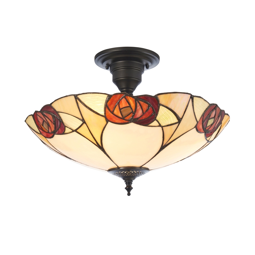 Endon 111907 - Aufgesetzte Tiffany-Deckenleuchte INGRAM, 3x E27 / 10 W / 230 V, Ø 45 cm