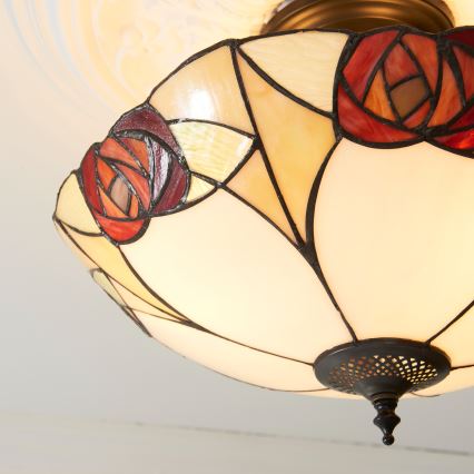 Endon 111907 - Aufgesetzte Tiffany-Deckenleuchte INGRAM, 3x E27 / 10 W / 230 V, Ø 45 cm