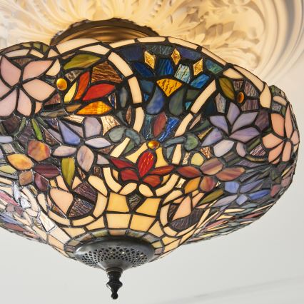Endon 111915 - Aufgesetzte Tiffany-Deckenleuchte SULLIVAN, 3x E27 / 10W / 230V, Ø 40 cm