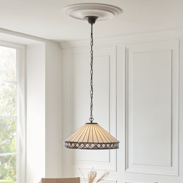 Endon 111961 - Tiffany FARGO Kronleuchter mit Kette 3xE27/10W/230V Durchmesser 50 cm