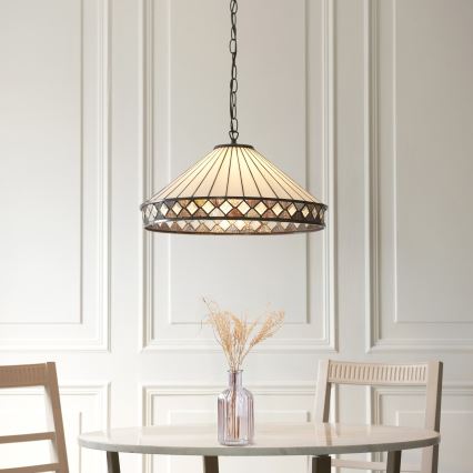 Endon 111961 - Tiffany FARGO Kronleuchter mit Kette 3xE27/10W/230V Durchmesser 50 cm