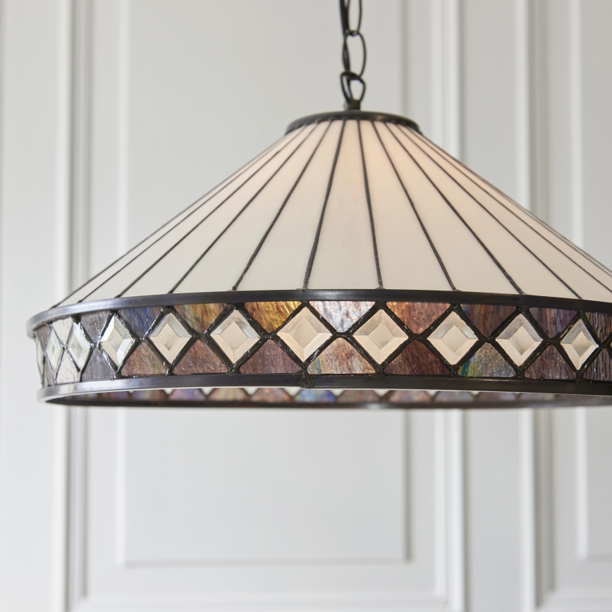 Endon 111961 - Tiffany FARGO Kronleuchter mit Kette 3xE27/10W/230V Durchmesser 50 cm