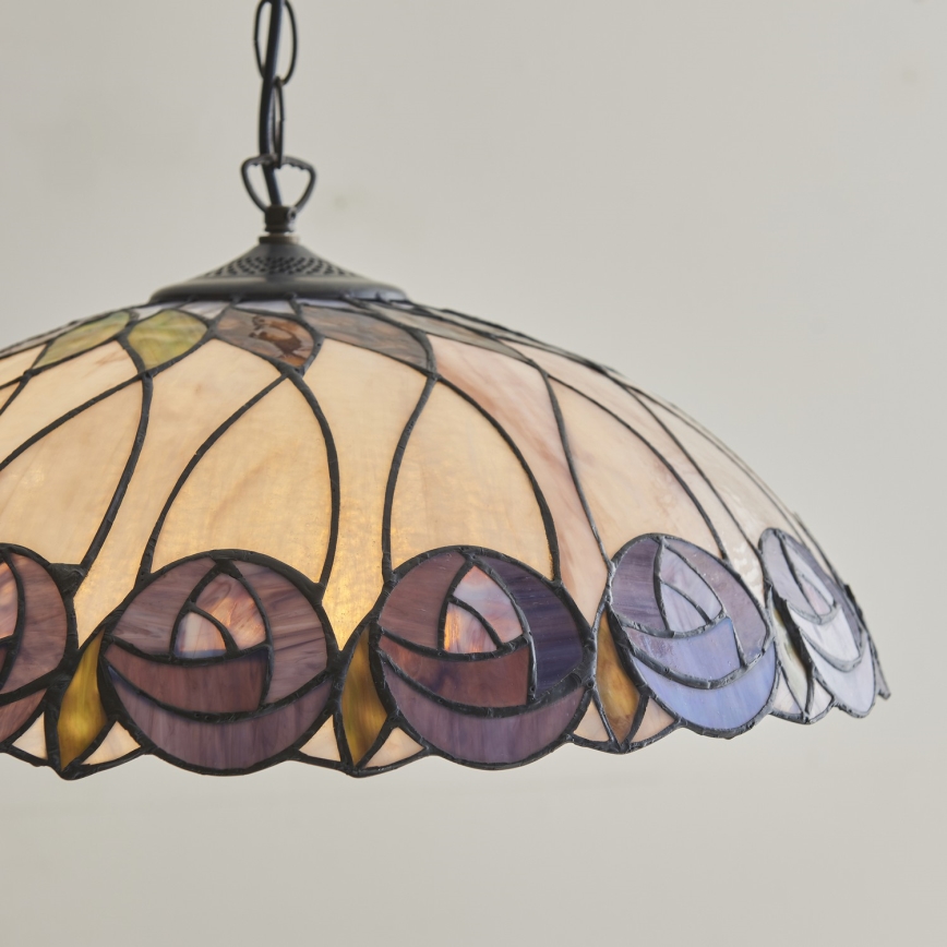 Endon 111985 - Kronleuchter mit Kette Tiffany HUTCHINSON, 3x E27/10 W/230 V, Ø 50 cm