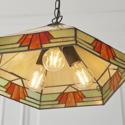 Endon 111989 - Tiffany-Hängeleuchte an Kette NEVADA 3xE27/10W/230V Ø 40 cm