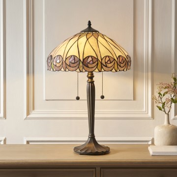 Endon 112184 - Tischlampe Tiffany HUTCHINSON 2xE27/10W/230V Ø 40 cm