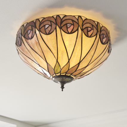 Endon 112188 - Tiffany-Deckenleuchte HUTCHINSON, 2x E27/60 W/230 V, Ø 40 cm