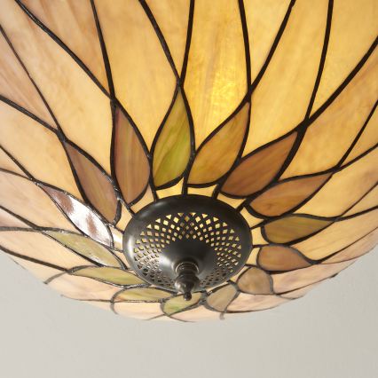Endon 112188 - Tiffany-Deckenleuchte HUTCHINSON, 2x E27/60 W/230 V, Ø 40 cm