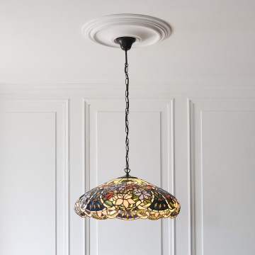 Endon 112193 - Tiffany-Kronleuchter an Kette SULLIVAN 3xE27/60W/230V Ø 57 cm