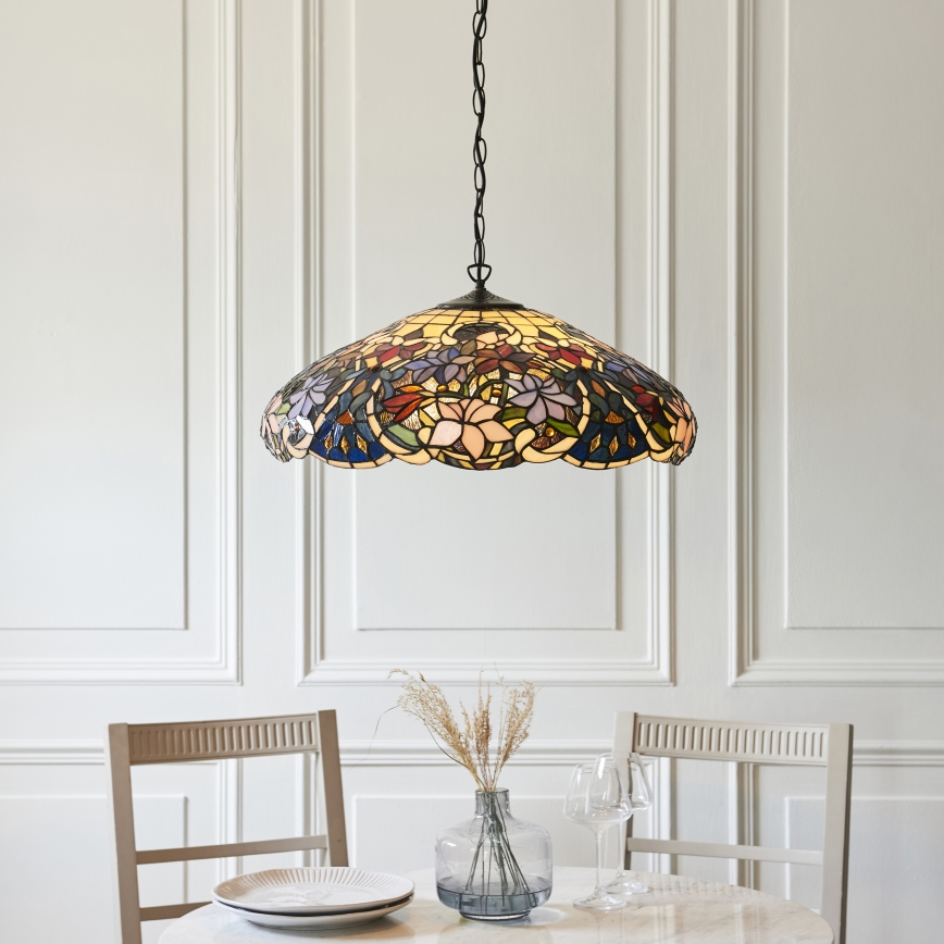Endon 112193 - Tiffany-Kronleuchter an Kette SULLIVAN 3xE27/60W/230V Ø 57 cm