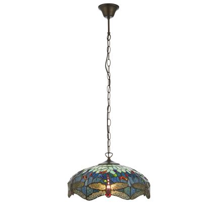 Endon 112195 - Tiffany-Kronleuchter an Kette DRAGONFLY 1xE27/60W/230V Ø 41 cm