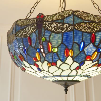 Endon 112250 - Kronleuchter an Kette Tiffany DRAGONFLY 3xE27/60W/230V Ø 50 cm