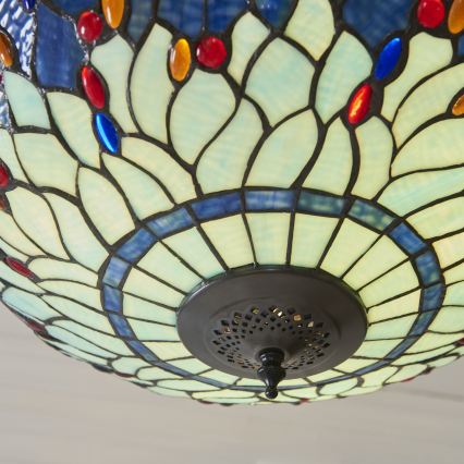 Endon 112250 - Kronleuchter an Kette Tiffany DRAGONFLY 3xE27/60W/230V Ø 50 cm