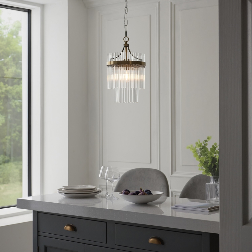 Endon 112572 - Kronleuchter mit Kette MARIETTA 1xE27/10W/230V Messing/klar