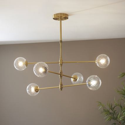 Endon 114039 - Pendelleuchte mit Stange 6xG9/3,2W/230V, goldfarben
