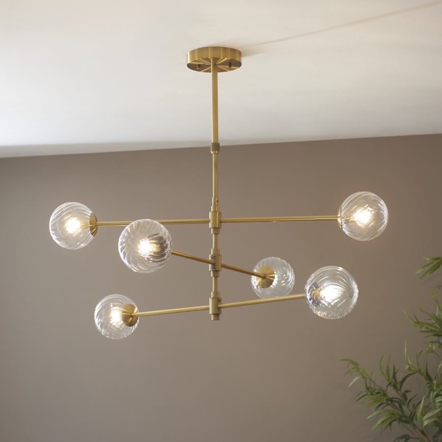 Endon 114039 - Pendelleuchte mit Stange 6xG9/3,2W/230V, goldfarben